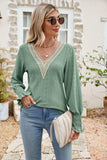 Eyelet V-Neck Smocked Flounce Sleeve Blouse - Trendsi - Flyclothing LLC