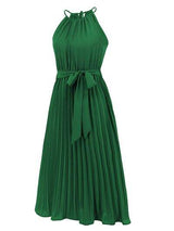 Pleated Spaghetti Strap Tie Waist Midi Dress - Trendsi - Flyclothing LLC