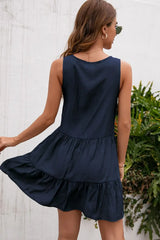Tassel Tie Lace Trim Sleeveless Dress - Trendsi - Flyclothing LLC