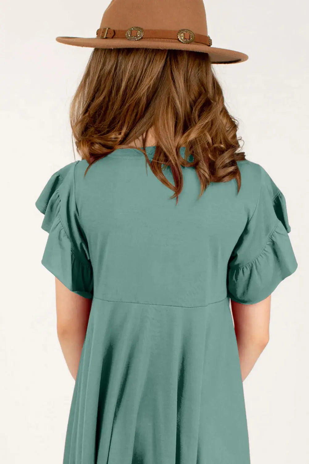Round Neck Petal Sleeve Dress - Trendsi - Flyclothing LLC
