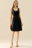 Doublju Full Size Round Neck Ruched Sleeveless Dress with Pockets - Trendsi