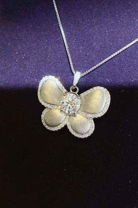 1 Carat Moissanite Butterfly Pendant Necklace - Trendsi - Flyclothing LLC