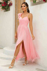 Asymmetrical Ruched Slit Dress - Trendsi - Flyclothing LLC