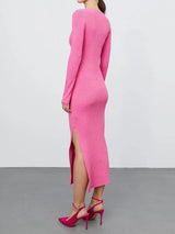 Round Neck Slit Sweater Dress - Trendsi - Flyclothing LLC