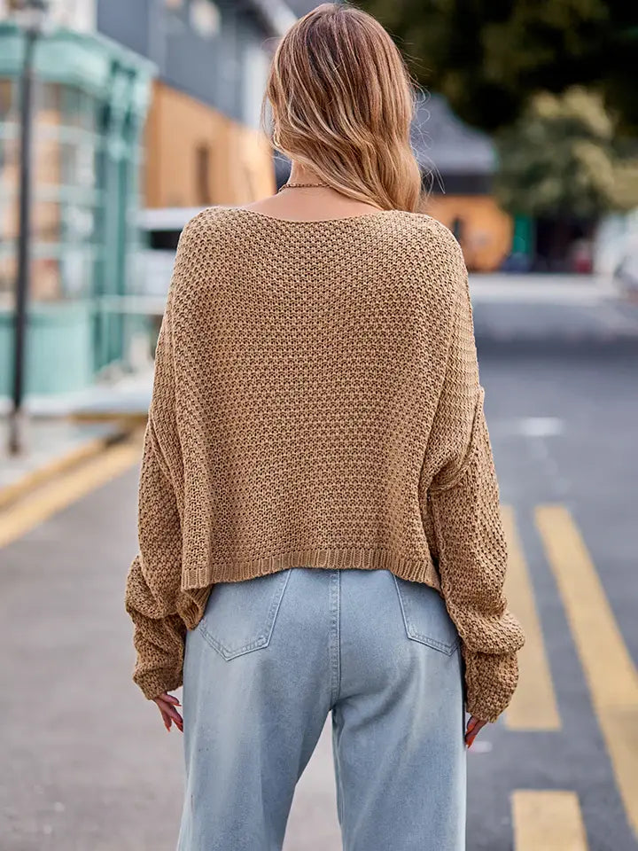 Round Neck Cable-Knit Sweater - Trendsi - Flyclothing LLC