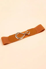 Ribbed Alloy Buckle Elastic Belt - Trendsi - Flyclothing LLC