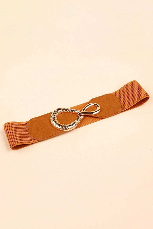 Ribbed Alloy Buckle Elastic Belt - Trendsi - Flyclothing LLC