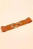 Ribbed Alloy Buckle Elastic Belt - Trendsi
