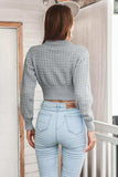 Round Neck Long Sleeve Cropped Sweater - Trendsi - Flyclothing LLC