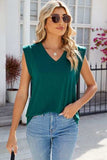 V-Neck Cap Sleeve Tank - Trendsi - Flyclothing LLC