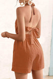 Halter Neck Tie Back Romper - Trendsi - Flyclothing LLC