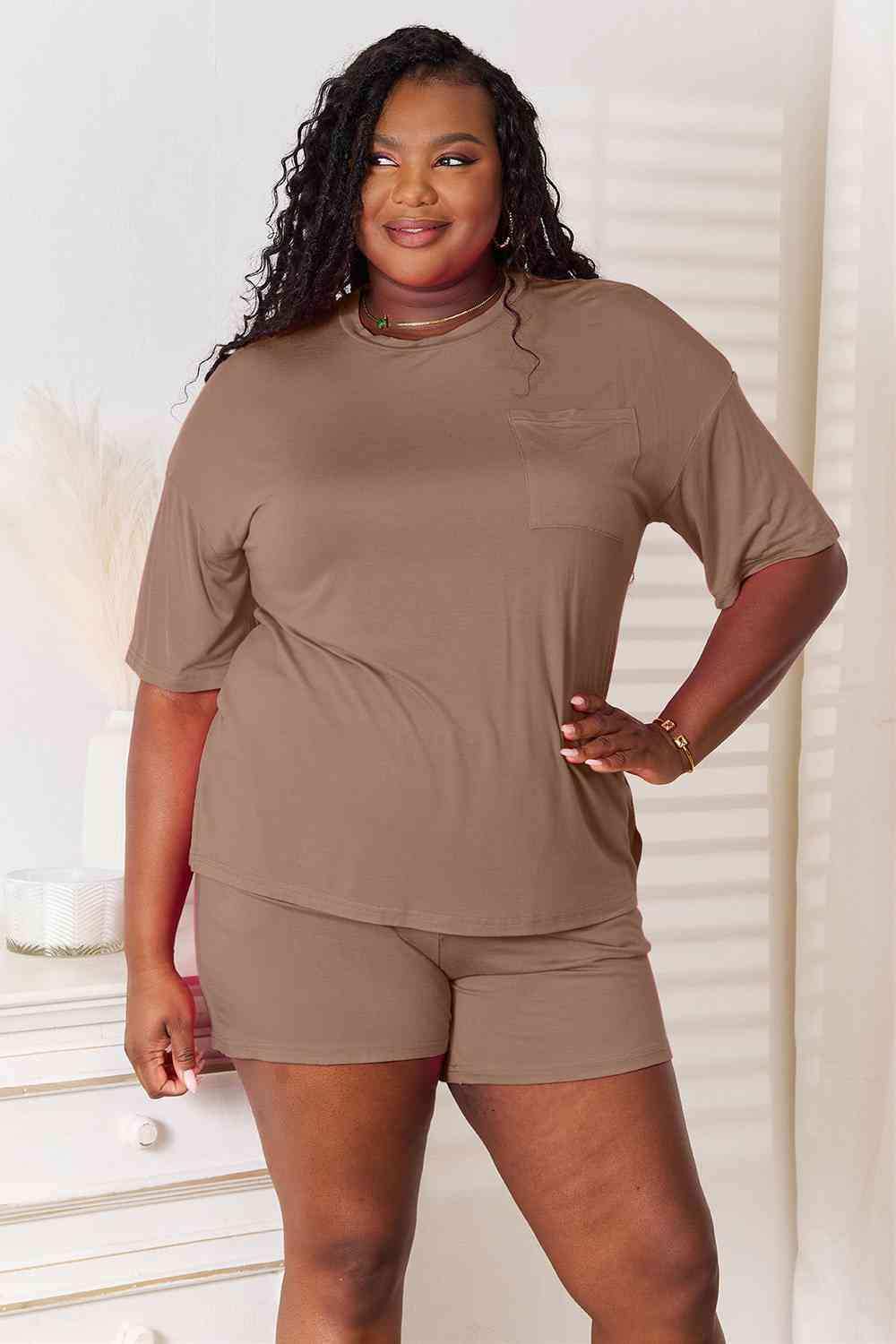 Basic Bae Full Size Soft Rayon Half Sleeve Top and Shorts Set - Trendsi - Flyclothing LLC