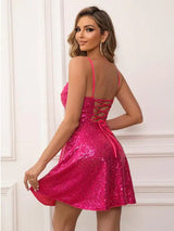 Sequin Tie Back Cami Dress - Trendsi - Flyclothing LLC