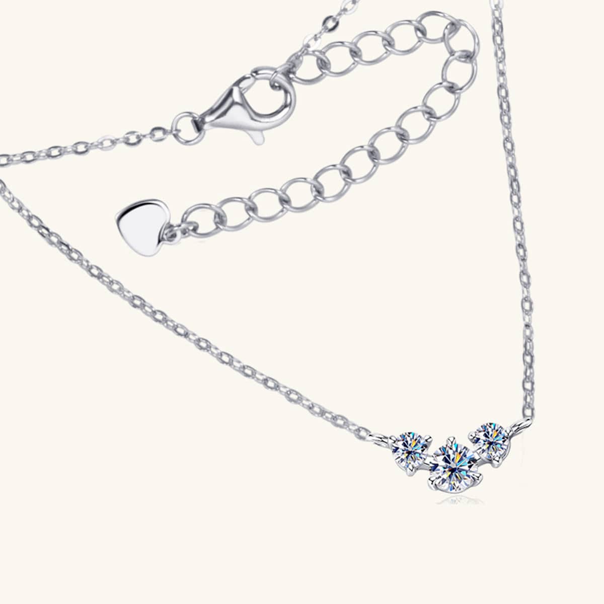 925 Sterling Silver Inlaid Moissanite Necklace - Trendsi
