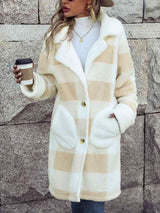 Plaid Button Down Coat with Pockets - Trendsi - Flyclothing LLC