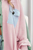 Contrast Pocketed Button Up Long Sleeve Shacket - Trendsi - Flyclothing LLC