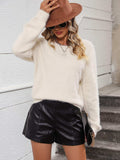 Lace Detail Cutout Long Sleeve Pullover Sweater - Trendsi - Flyclothing LLC