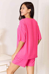 Basic Bae Full Size Soft Rayon Half Sleeve Top and Shorts Set - Trendsi - Flyclothing LLC