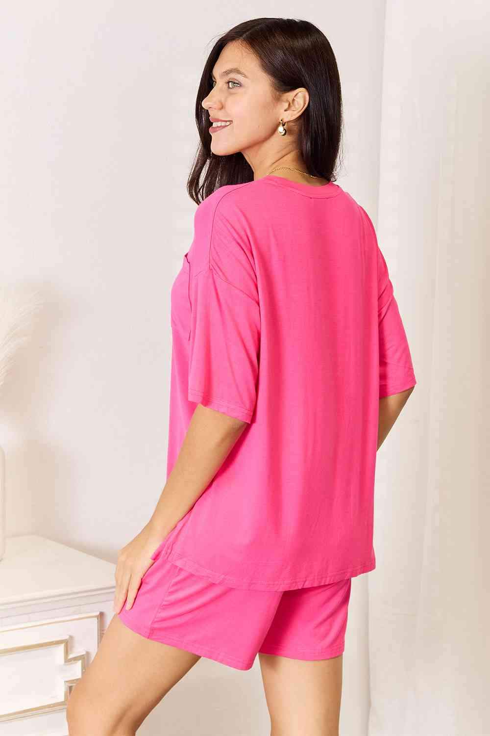 Basic Bae Full Size Soft Rayon Half Sleeve Top and Shorts Set - Trendsi - Flyclothing LLC