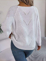 Openwork Buttoned Square Neck Sweater - Trendsi - Flyclothing LLC