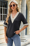 V-Neck Half Sleeve T-Shirt - Trendsi - Flyclothing LLC