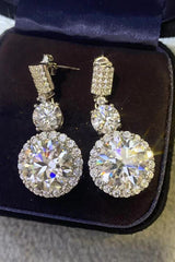 12 Carat Moissanite Platinum-Plated Drop Earrings - Trendsi