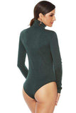 Ribbed Turtleneck Long Sleeve Bodysuit - Trendsi - Flyclothing LLC