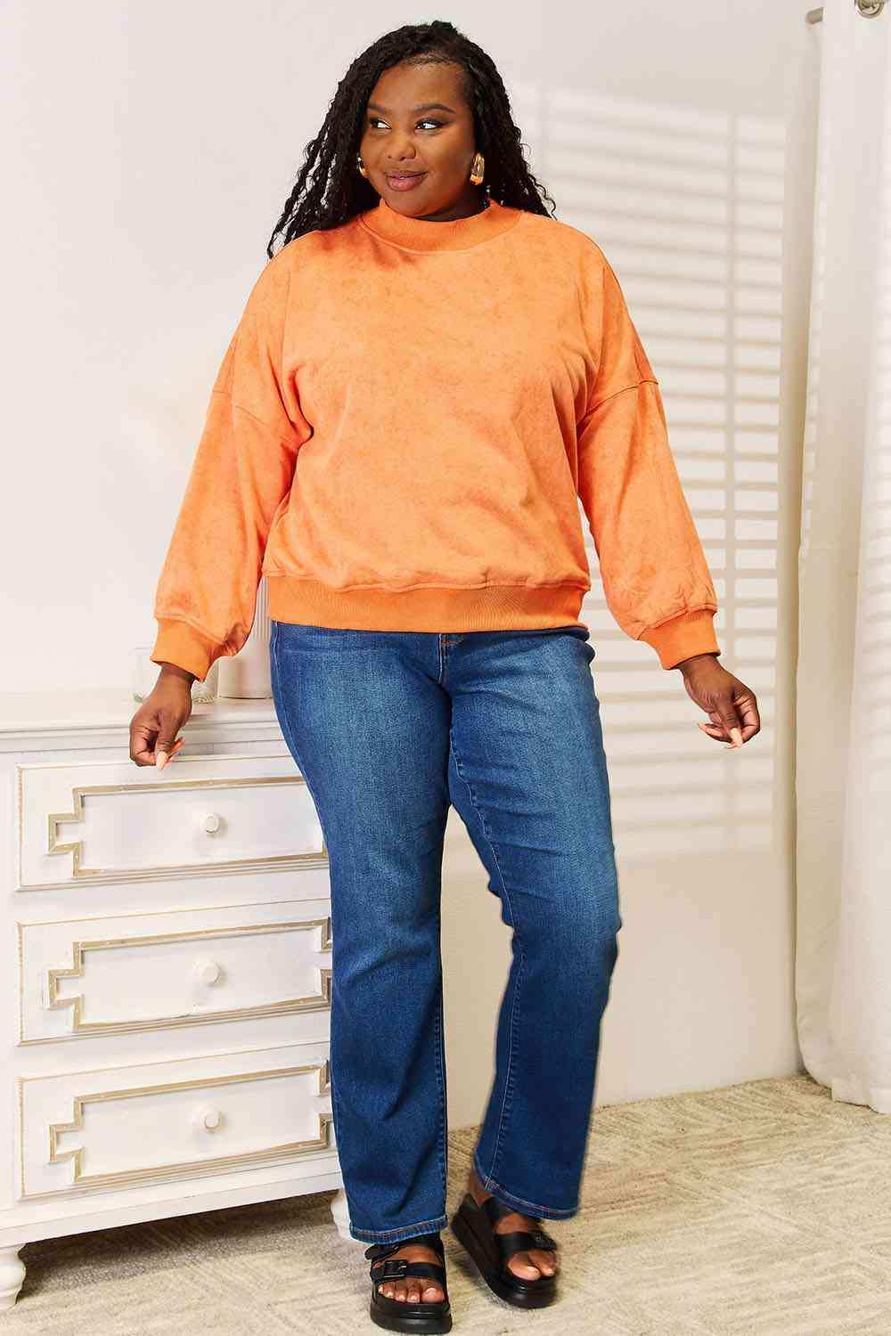 Basic Bae Round Neck Dropped Shoulder Sweatshirt - Trendsi - Flyclothing LLC