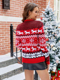 Printed Round Neck Long Sleeve Sweater - Trendsi
