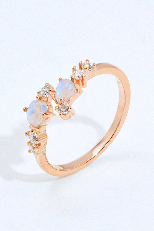 Natural Moonstone and Zircon Open Ring - Trendsi - Flyclothing LLC