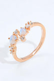 Natural Moonstone and Zircon Open Ring - Trendsi