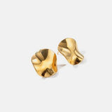 Geometric Pleated 18K Gold-Plated Stud Earrings - Trendsi