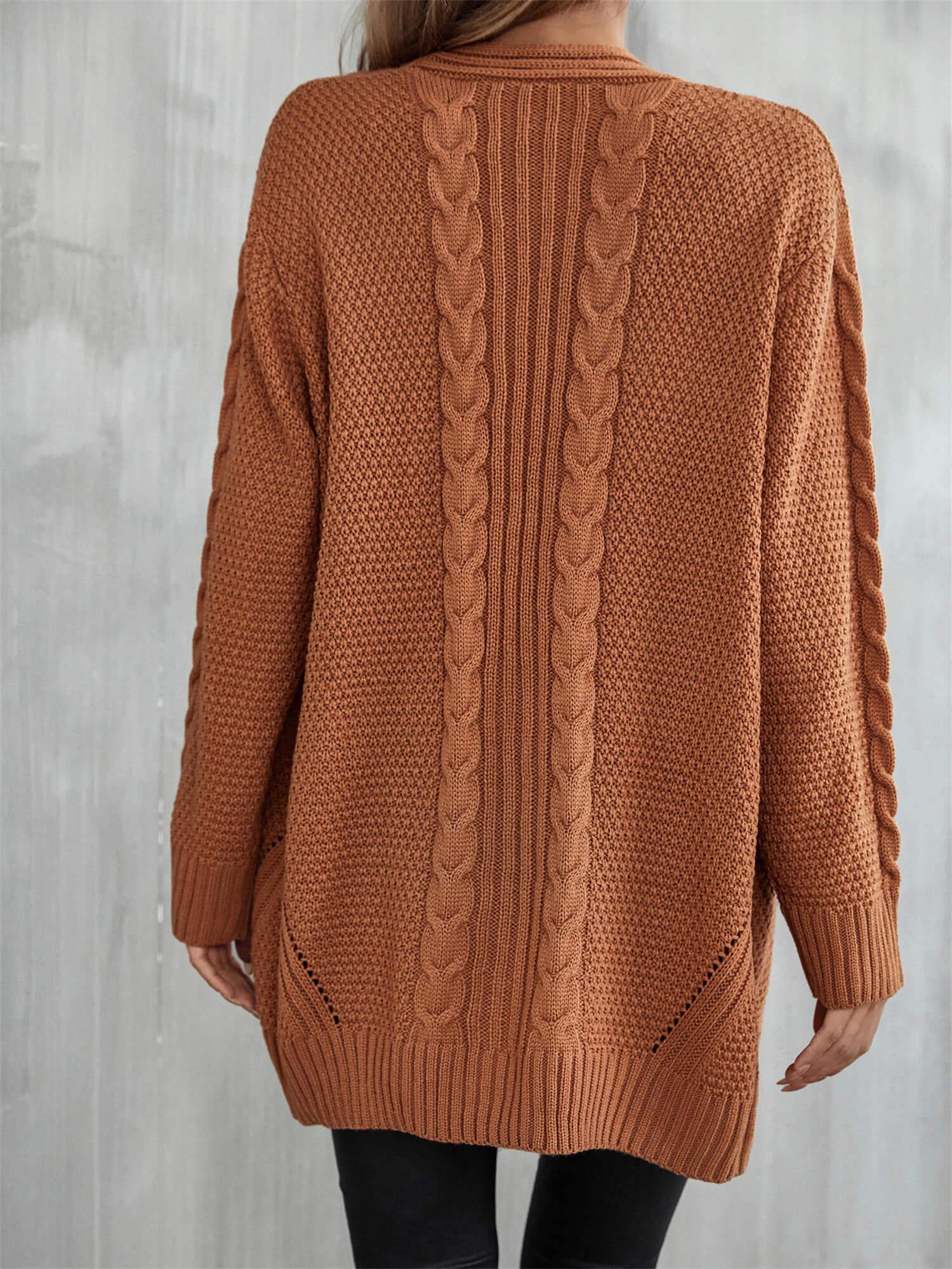 Warm Fall Mixed Knit Open Front Longline Cardigan - Flyclothing LLC