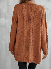 Warm Fall Mixed Knit Open Front Longline Cardigan - Flyclothing LLC