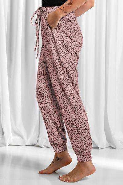 Full Size Leopard Drawstring Pocketed Pants - Trendsi - Flyclothing LLC