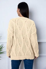 Round Neck Dropped Shoulder Sweater - Trendsi