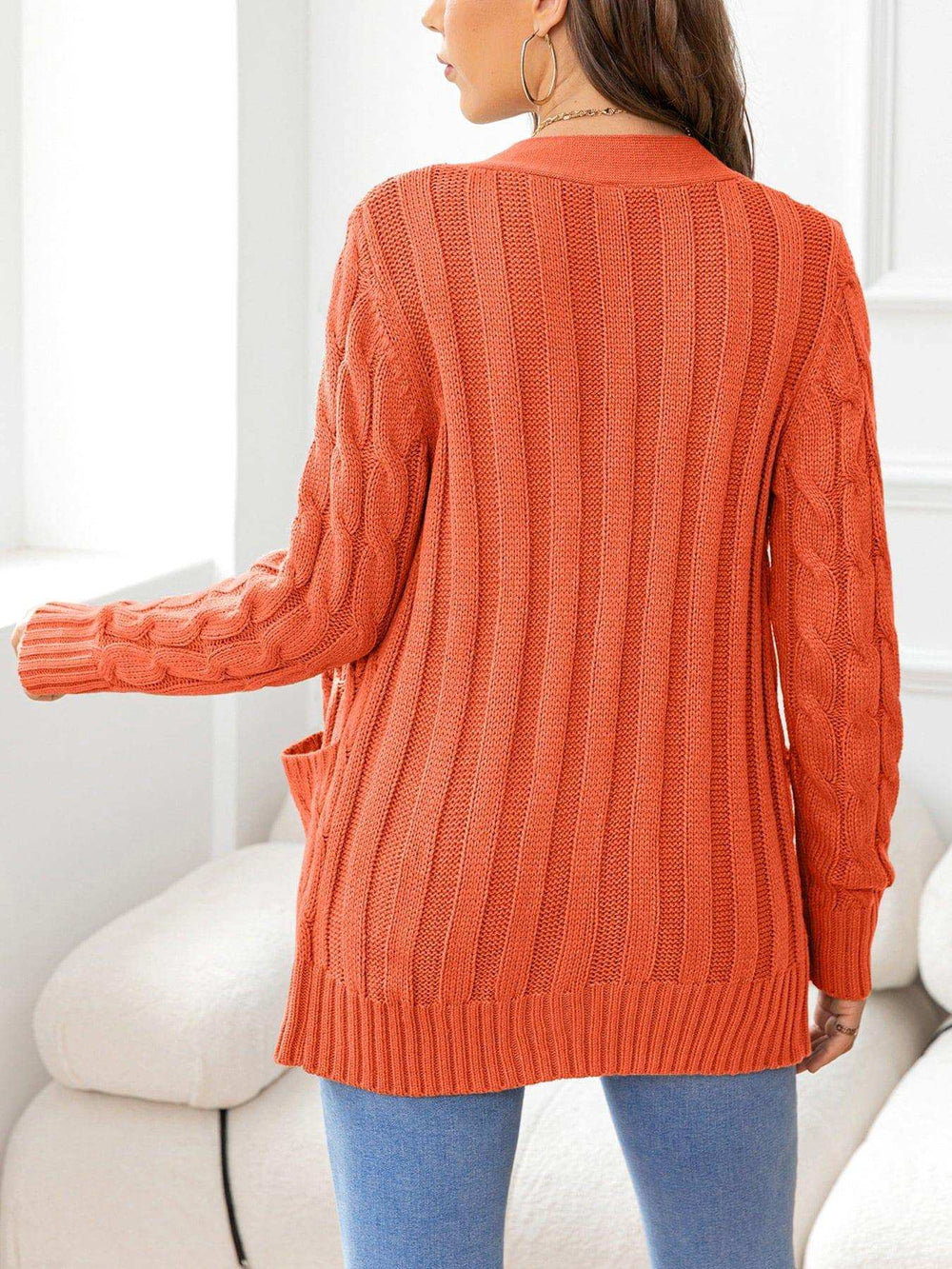 Button Down Cable-Knit Cardigan - Trendsi - Flyclothing LLC