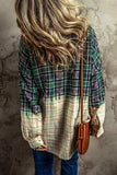 Contrast Plaid Button Up Long Sleeve Shacket - Trendsi - Flyclothing LLC