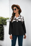 Animal Print Color Block Waffle-Knit Top - Trendsi