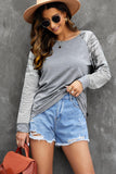 Mixed Print Raglan Top - Flyclothing LLC
