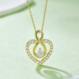 1 Carat Moissanite 925 Sterling Silver Heart Shape Necklace - Trendsi - Flyclothing LLC