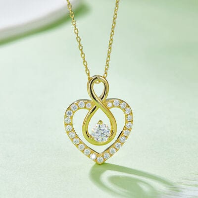 1 Carat Moissanite 925 Sterling Silver Heart Shape Necklace - Trendsi
