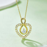 1 Carat Moissanite 925 Sterling Silver Heart Shape Necklace - Trendsi