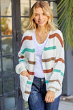 Striped Open Front Dropped Shoulder Cardigan - Trendsi - Flyclothing LLC