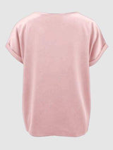 Round Neck Short Sleeve T-Shirt - Trendsi - Flyclothing LLC