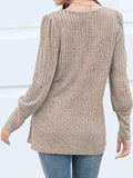 Decorative Button Square Neck Top - Trendsi - Flyclothing LLC