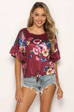 Floral Tie Hem Flounce Sleeve Top - Trendsi - Flyclothing LLC