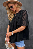 Round Neck Puff Sleeve Blouse - Trendsi - Flyclothing LLC
