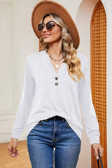 Notched Long Sleeve T-Shirt - Trendsi - Flyclothing LLC