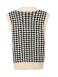 Houndstooth V-Neck Sweater Vet - Trendsi - Flyclothing LLC